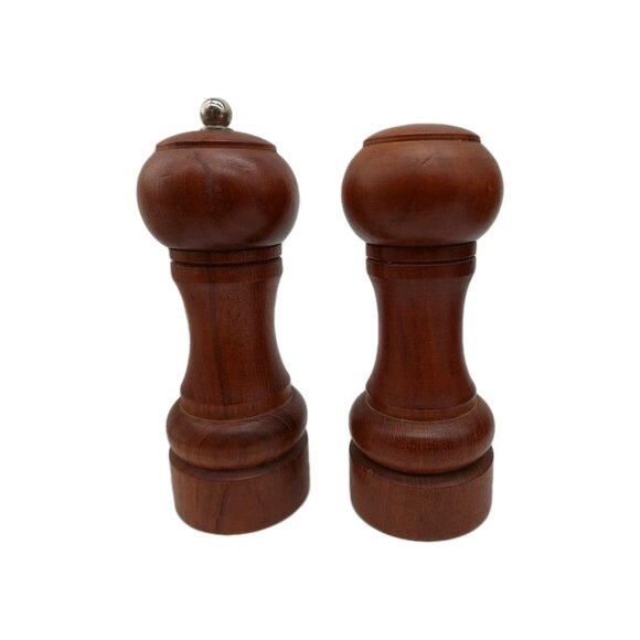 Goodwood Teak Wooden Salt Shaker And Pepper Adj Coarseness Grinder Set 6” - Picture 1 of 6